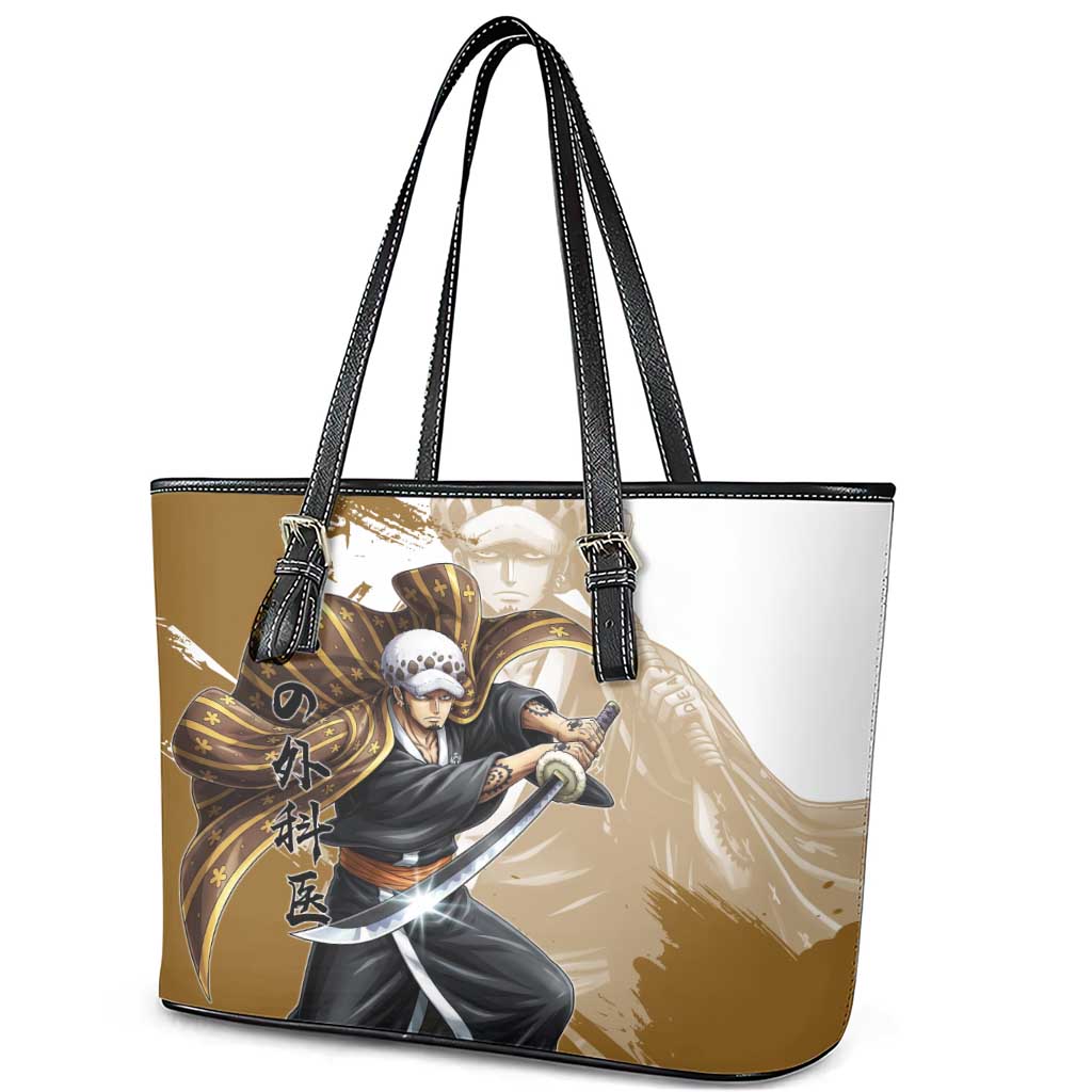Wano Surgeon Trafalgar D. Law Leather Tote Bag Traditional Ink Splash Anime Style