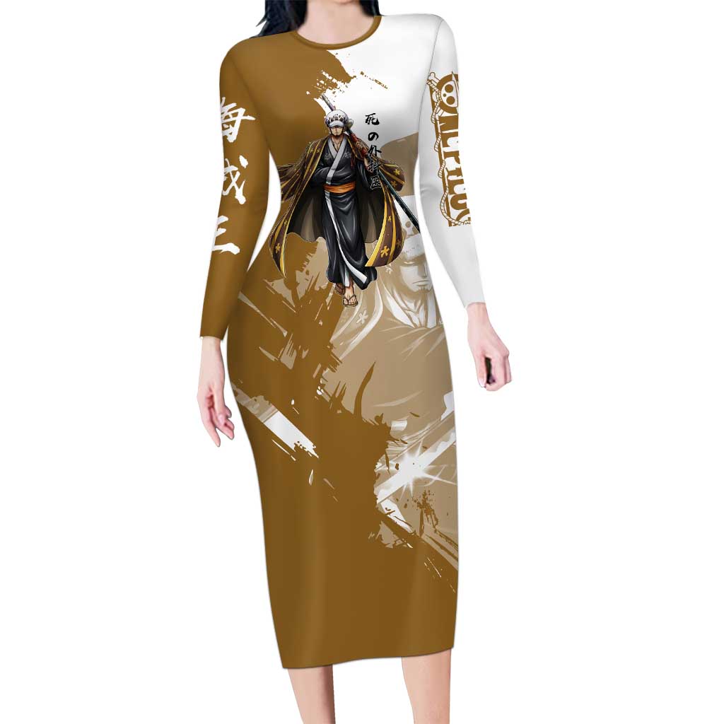Wano Surgeon Trafalgar D. Law Long Sleeve Bodycon Dress Traditional Ink Splash Anime Style