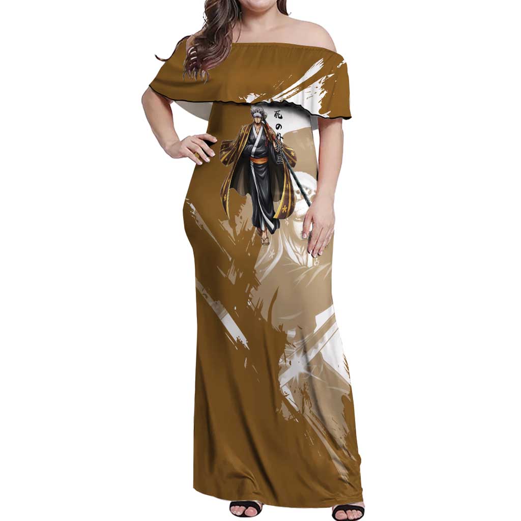 Wano Surgeon Trafalgar D. Law Off Shoulder Maxi Dress Traditional Ink Splash Anime Style