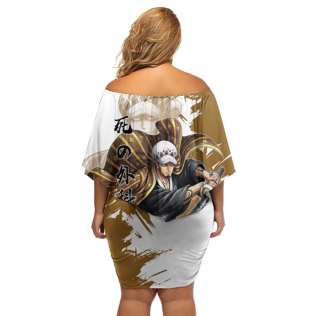 Wano Surgeon Trafalgar D. Law Off Shoulder Short Dress Traditional Ink Splash Anime Style