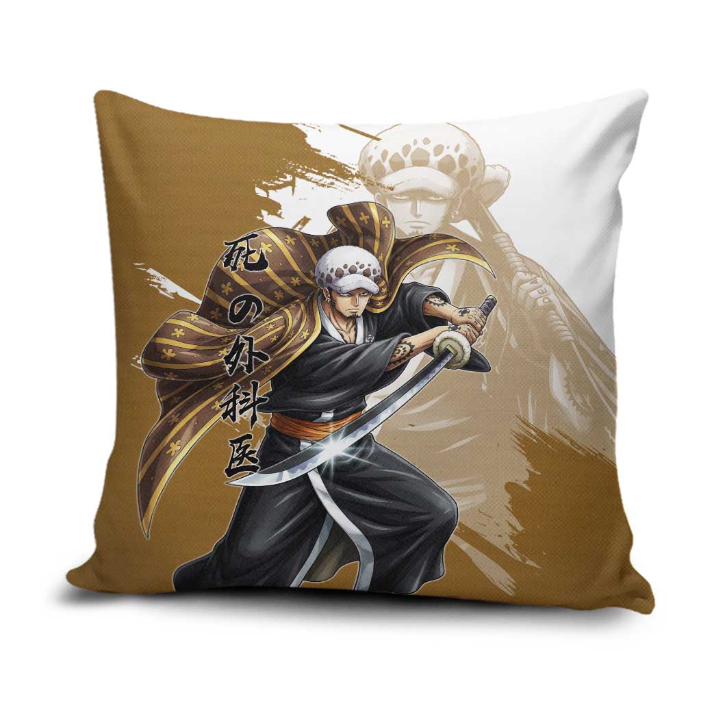 Wano Surgeon Trafalgar D. Law Pillow Cover Traditional Ink Splash Anime Style