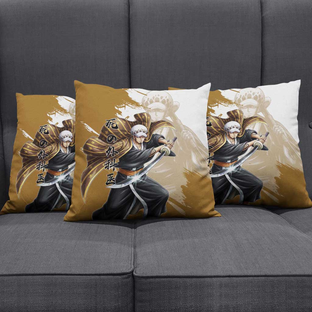 Wano Surgeon Trafalgar D. Law Pillow Cover Traditional Ink Splash Anime Style