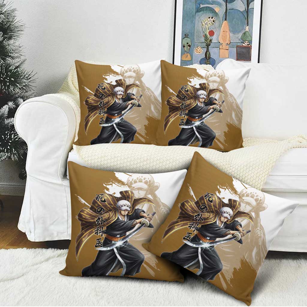 Wano Surgeon Trafalgar D. Law Pillow Cover Traditional Ink Splash Anime Style