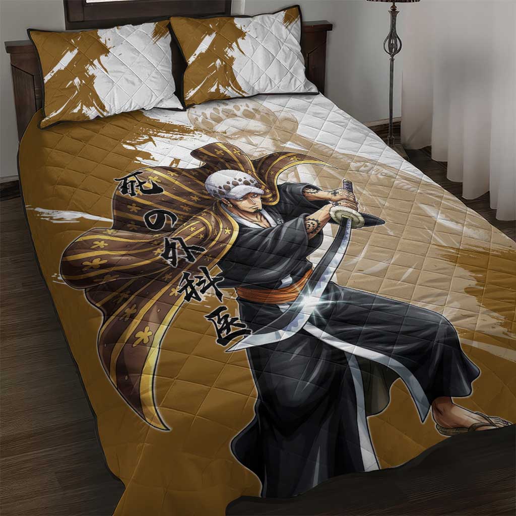 Wano Surgeon Trafalgar D. Law Quilt Bed Set Traditional Ink Splash Anime Style