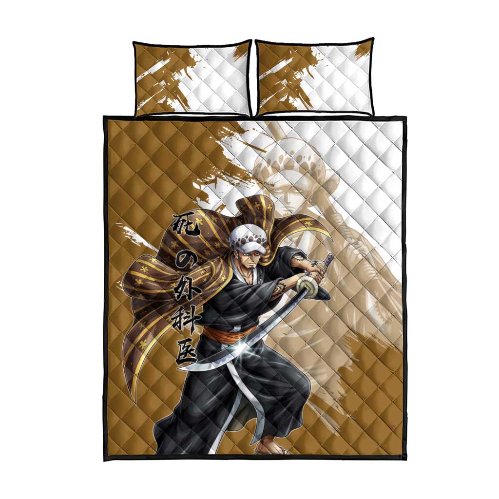 Wano Surgeon Trafalgar D. Law Quilt Bed Set Traditional Ink Splash Anime Style