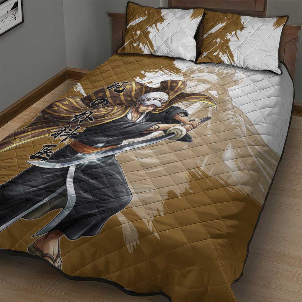 Wano Surgeon Trafalgar D. Law Quilt Bed Set Traditional Ink Splash Anime Style