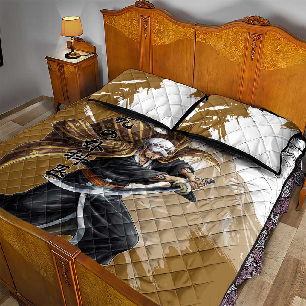 Wano Surgeon Trafalgar D. Law Quilt Bed Set Traditional Ink Splash Anime Style