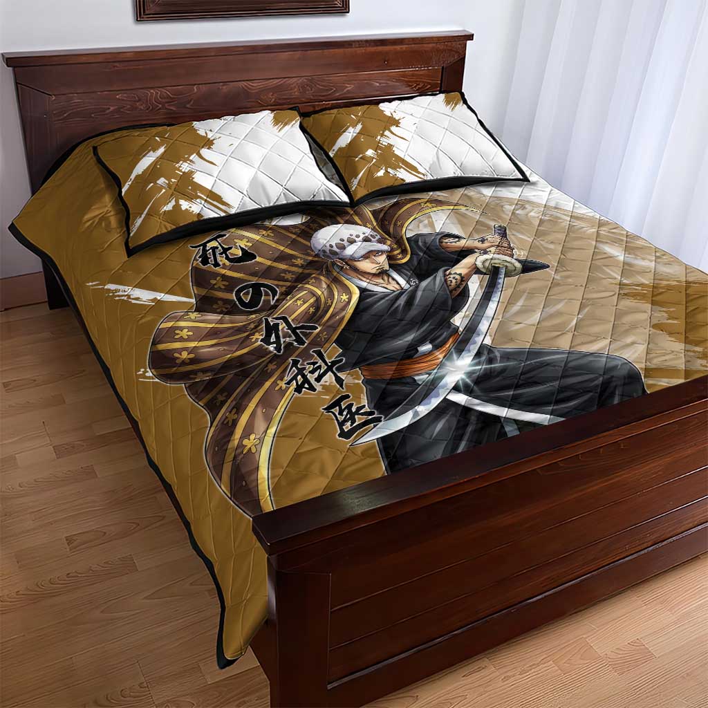 Wano Surgeon Trafalgar D. Law Quilt Bed Set Traditional Ink Splash Anime Style