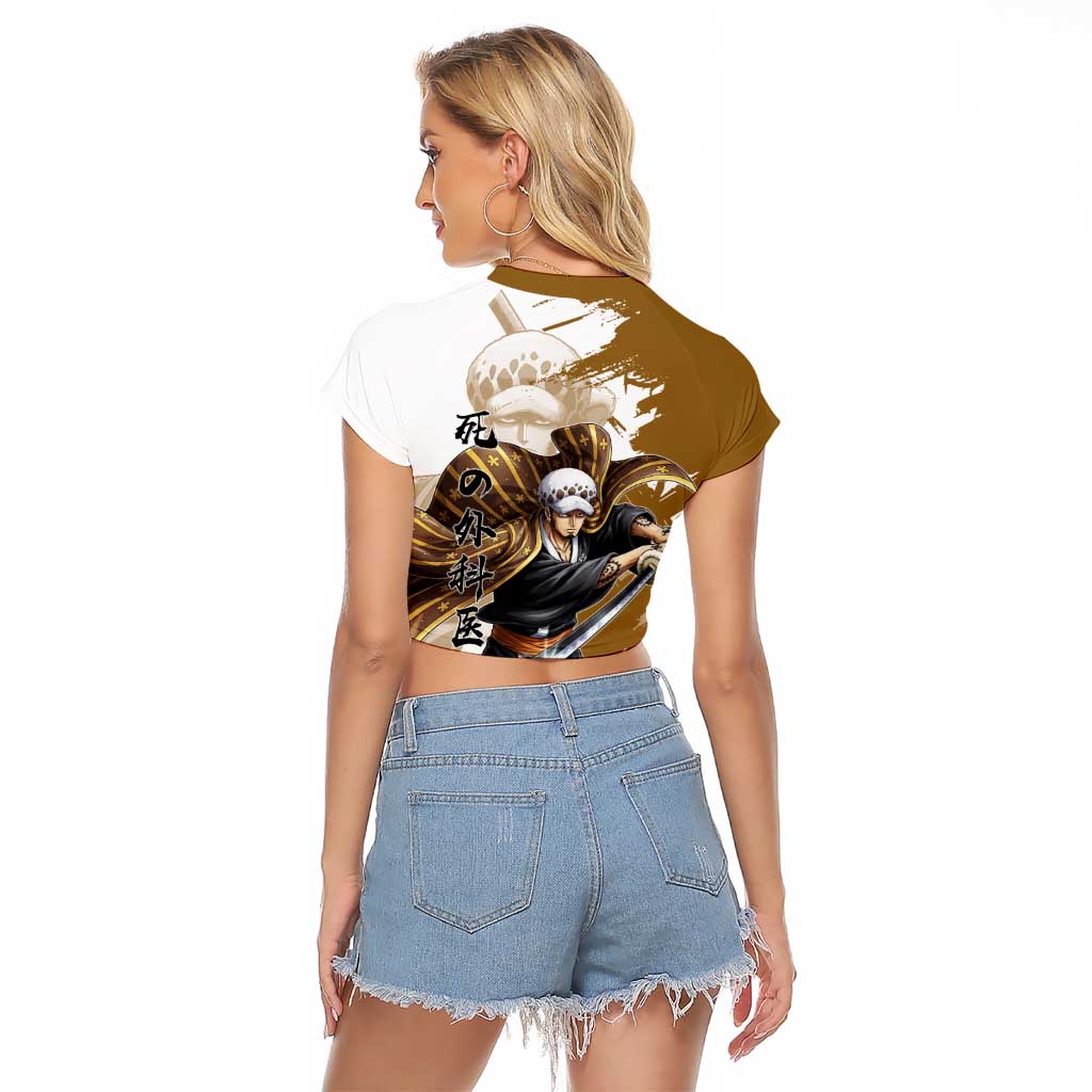 Wano Surgeon Trafalgar D. Law Raglan Cropped T Shirt Traditional Ink Splash Anime Style