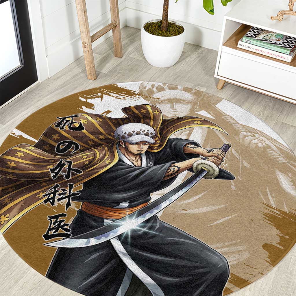 Wano Surgeon Trafalgar D. Law Round Carpet Traditional Ink Splash Anime Style