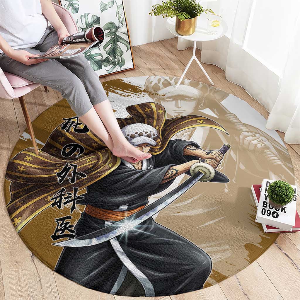 Wano Surgeon Trafalgar D. Law Round Carpet Traditional Ink Splash Anime Style