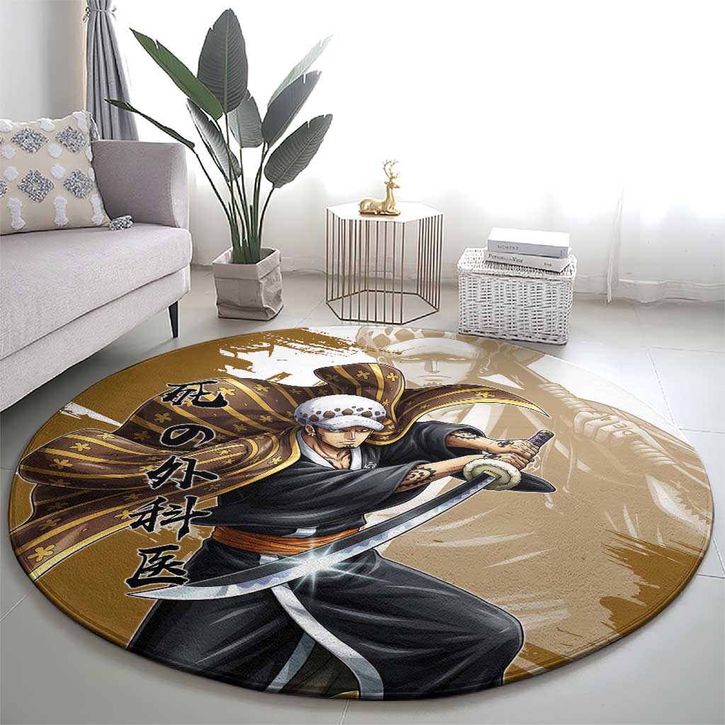 Wano Surgeon Trafalgar D. Law Round Carpet Traditional Ink Splash Anime Style