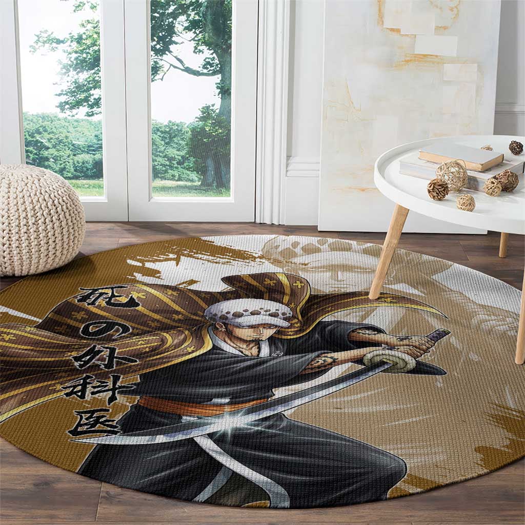 Wano Surgeon Trafalgar D. Law Round Carpet Traditional Ink Splash Anime Style
