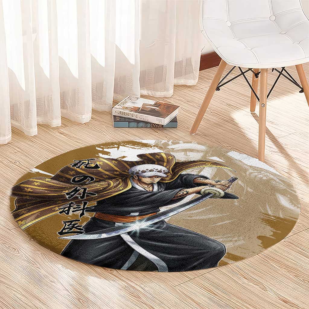 Wano Surgeon Trafalgar D. Law Round Carpet Traditional Ink Splash Anime Style
