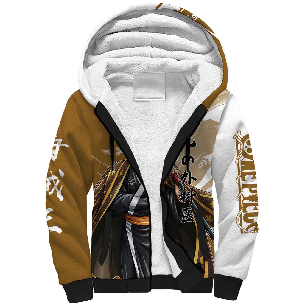Wano Surgeon Trafalgar D. Law Sherpa Hoodie Traditional Ink Splash Anime Style