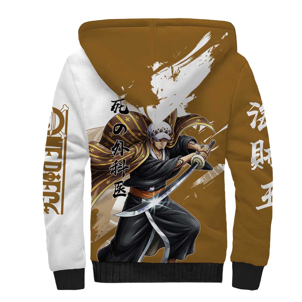 Wano Surgeon Trafalgar D. Law Sherpa Hoodie Traditional Ink Splash Anime Style