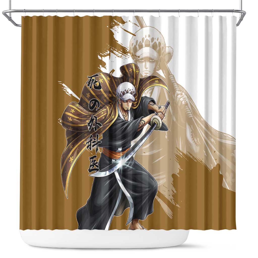 Wano Surgeon Trafalgar D. Law Shower Curtain Traditional Ink Splash Anime Style