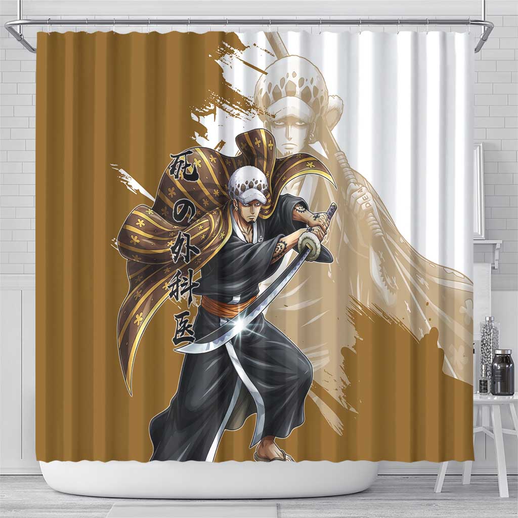 Wano Surgeon Trafalgar D. Law Shower Curtain Traditional Ink Splash Anime Style