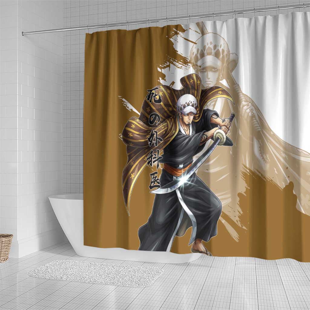 Wano Surgeon Trafalgar D. Law Shower Curtain Traditional Ink Splash Anime Style
