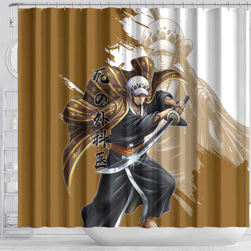 Wano Surgeon Trafalgar D. Law Shower Curtain Traditional Ink Splash Anime Style