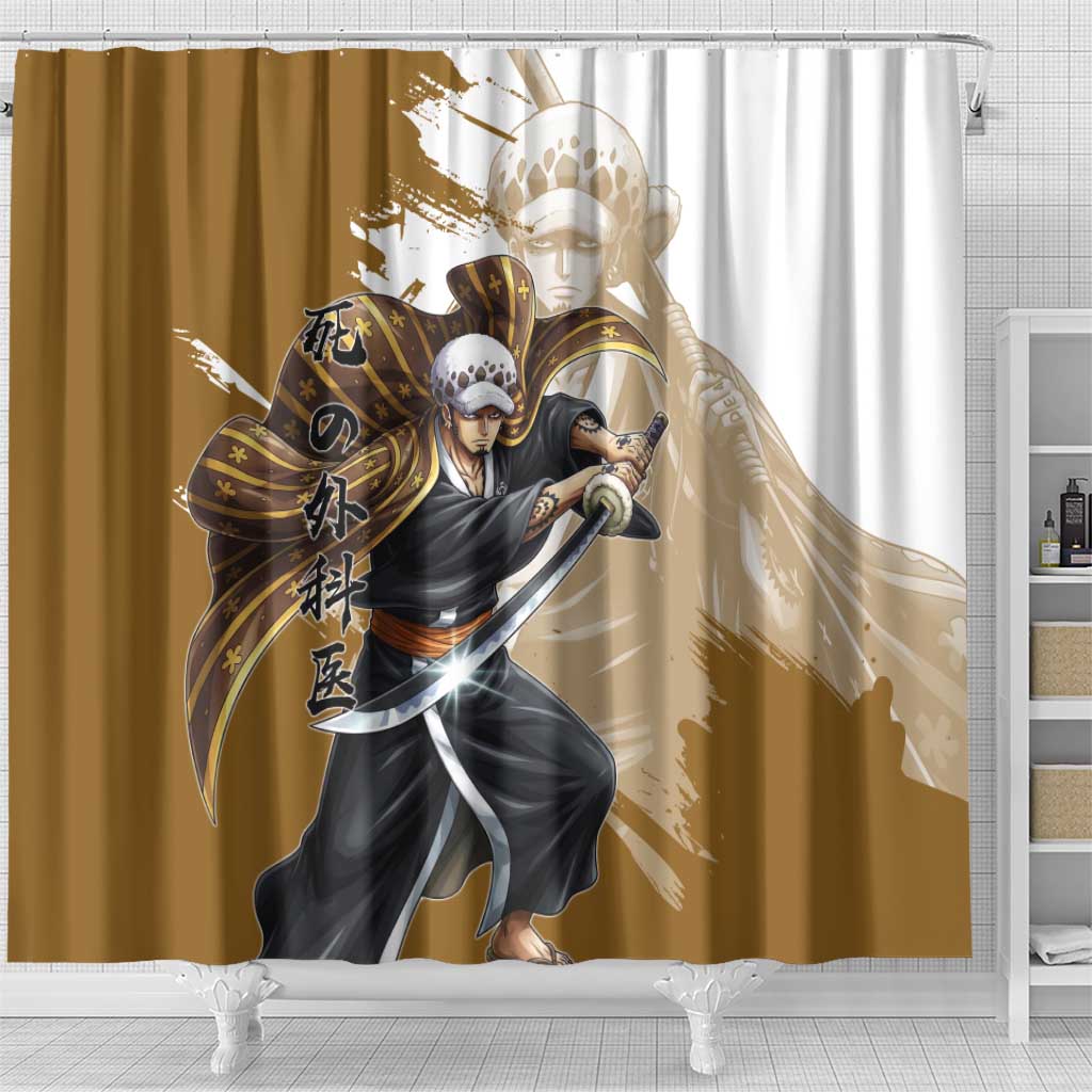 Wano Surgeon Trafalgar D. Law Shower Curtain Traditional Ink Splash Anime Style