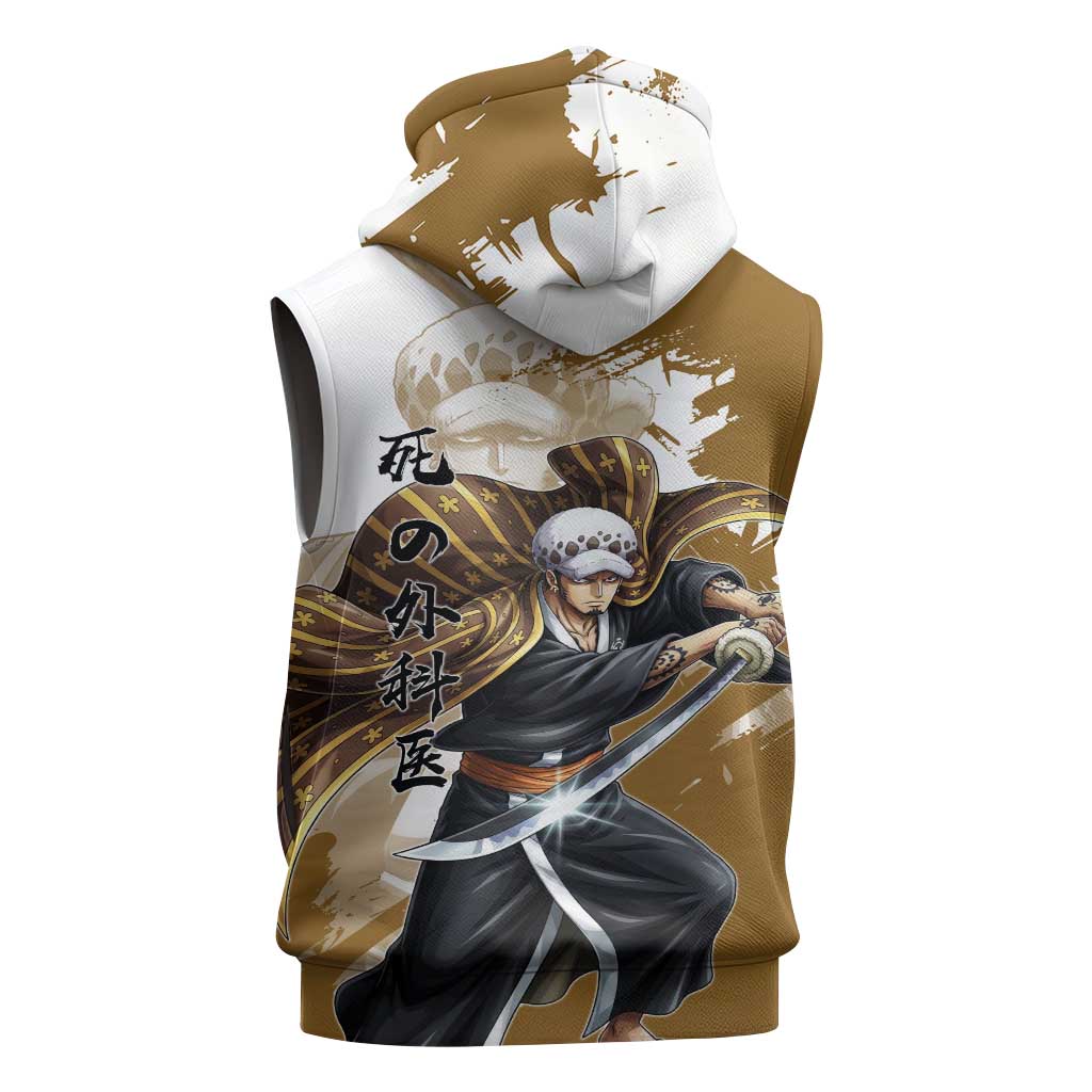 Wano Surgeon Trafalgar D. Law Sleeveless Hoodie Traditional Ink Splash Anime Style