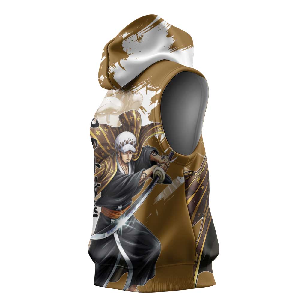 Wano Surgeon Trafalgar D. Law Sleeveless Hoodie Traditional Ink Splash Anime Style