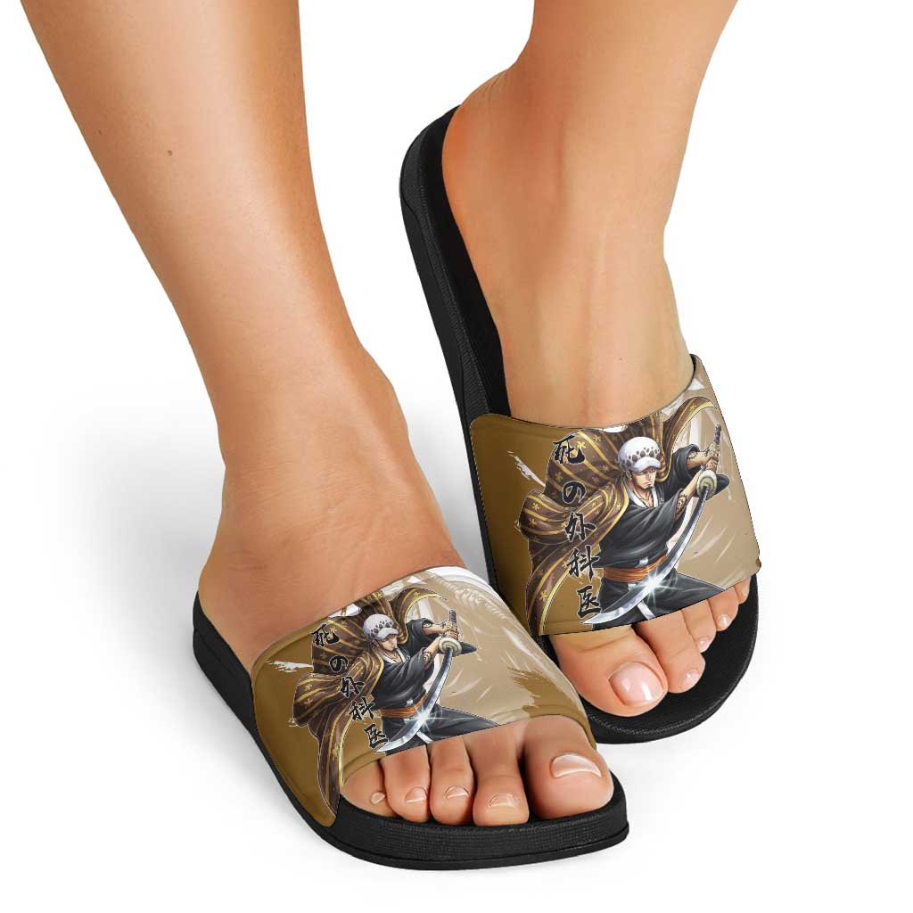 Wano Surgeon Trafalgar D. Law Slide Sandals Traditional Ink Splash Anime Style
