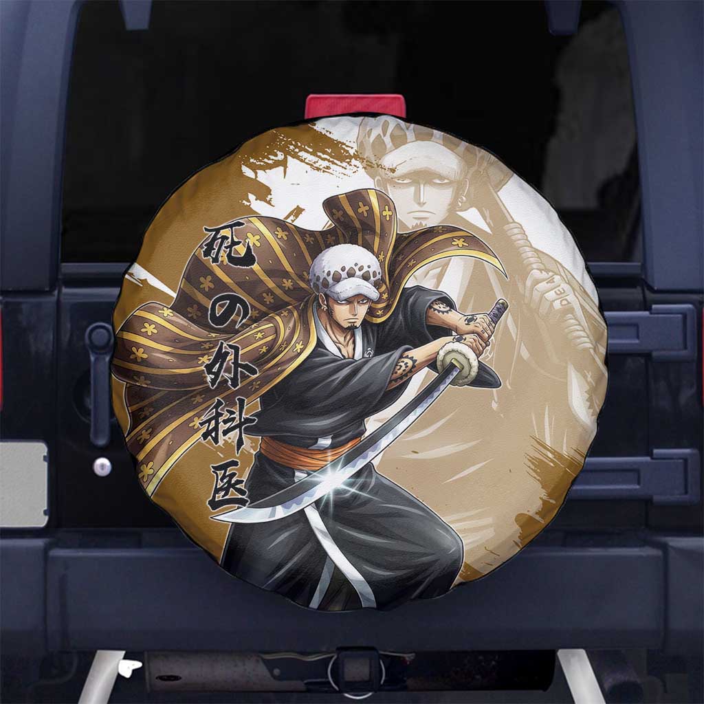 Wano Surgeon Trafalgar D. Law Spare Tire Cover Traditional Ink Splash Anime Style