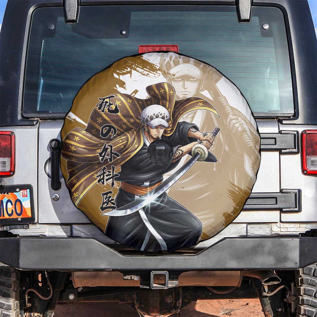 Wano Surgeon Trafalgar D. Law Spare Tire Cover Traditional Ink Splash Anime Style