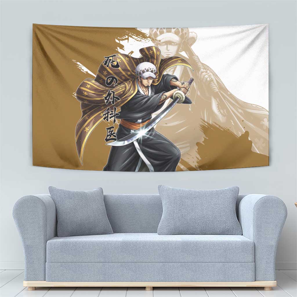 Wano Surgeon Trafalgar D. Law Tapestry Traditional Ink Splash Anime Style