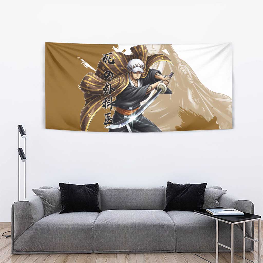 Wano Surgeon Trafalgar D. Law Tapestry Traditional Ink Splash Anime Style
