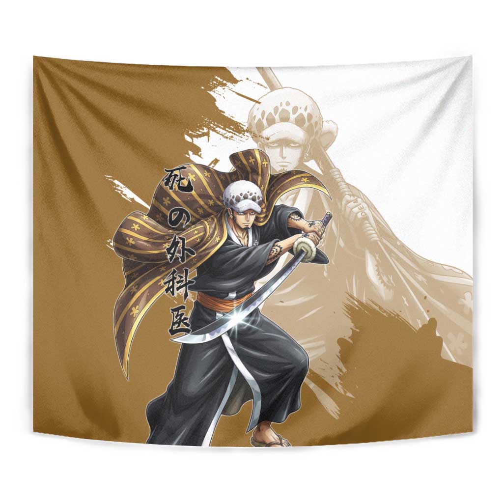 Wano Surgeon Trafalgar D. Law Tapestry Traditional Ink Splash Anime Style
