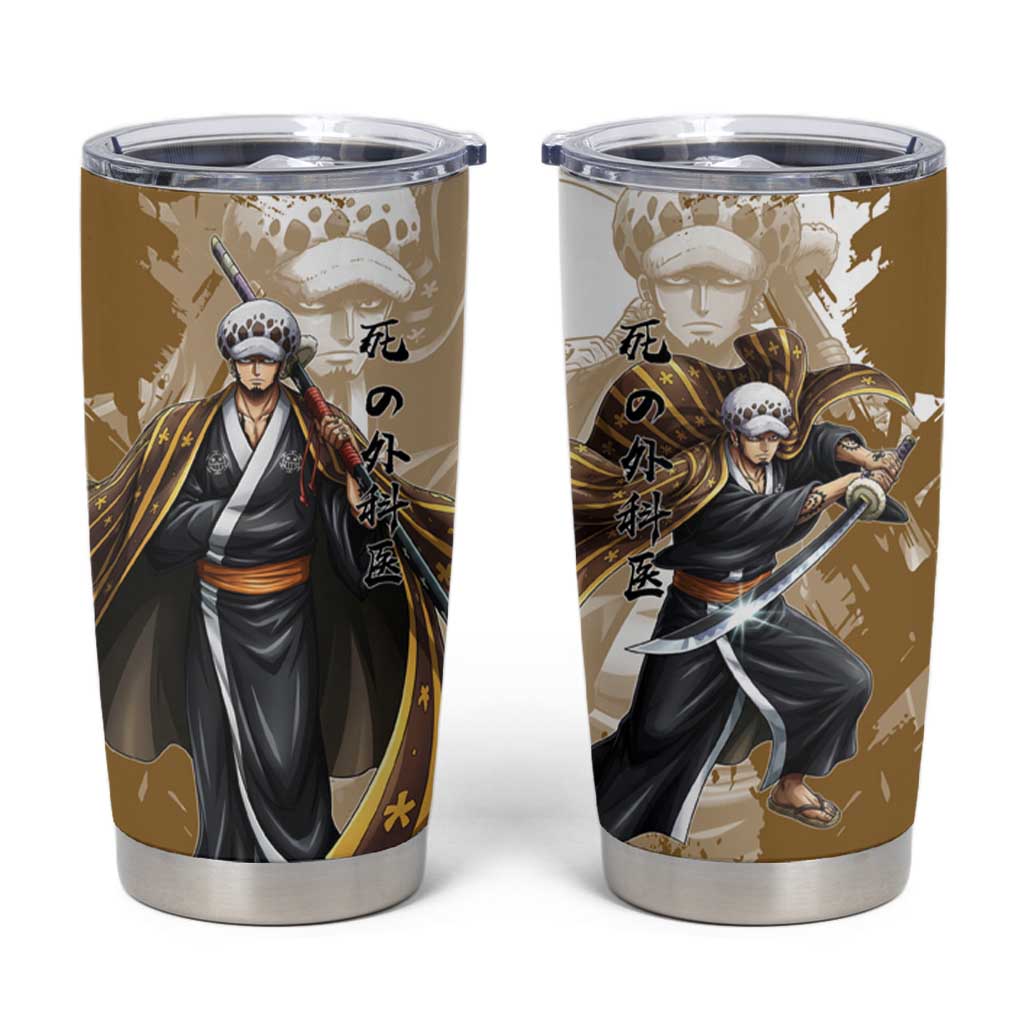 Wano Surgeon Trafalgar D. Law Tumbler Cup Traditional Ink Splash Anime Style