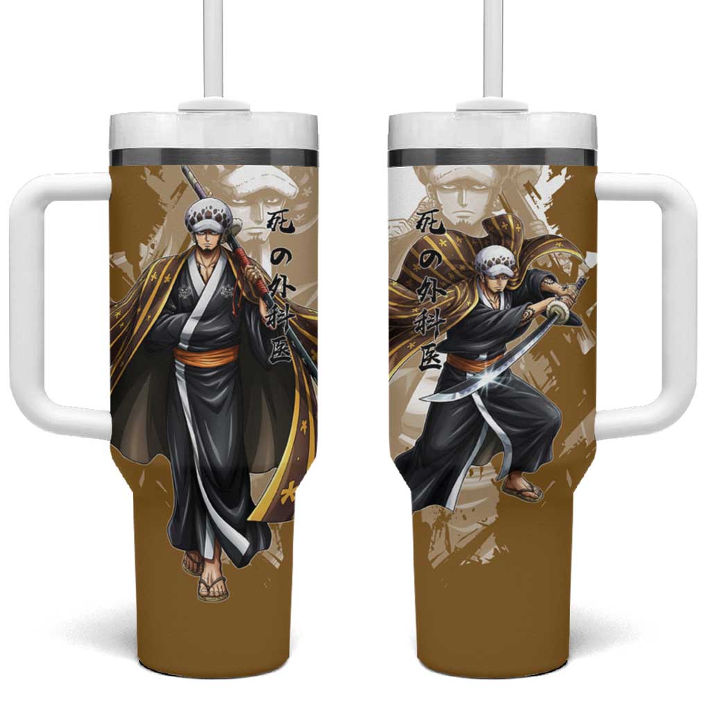 Wano Surgeon Trafalgar D. Law Tumbler With Handle Traditional Ink Splash Anime Style