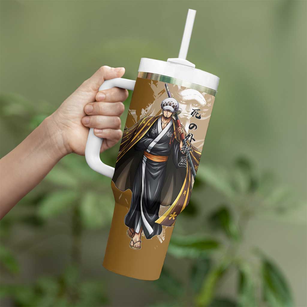Wano Surgeon Trafalgar D. Law Tumbler With Handle Traditional Ink Splash Anime Style