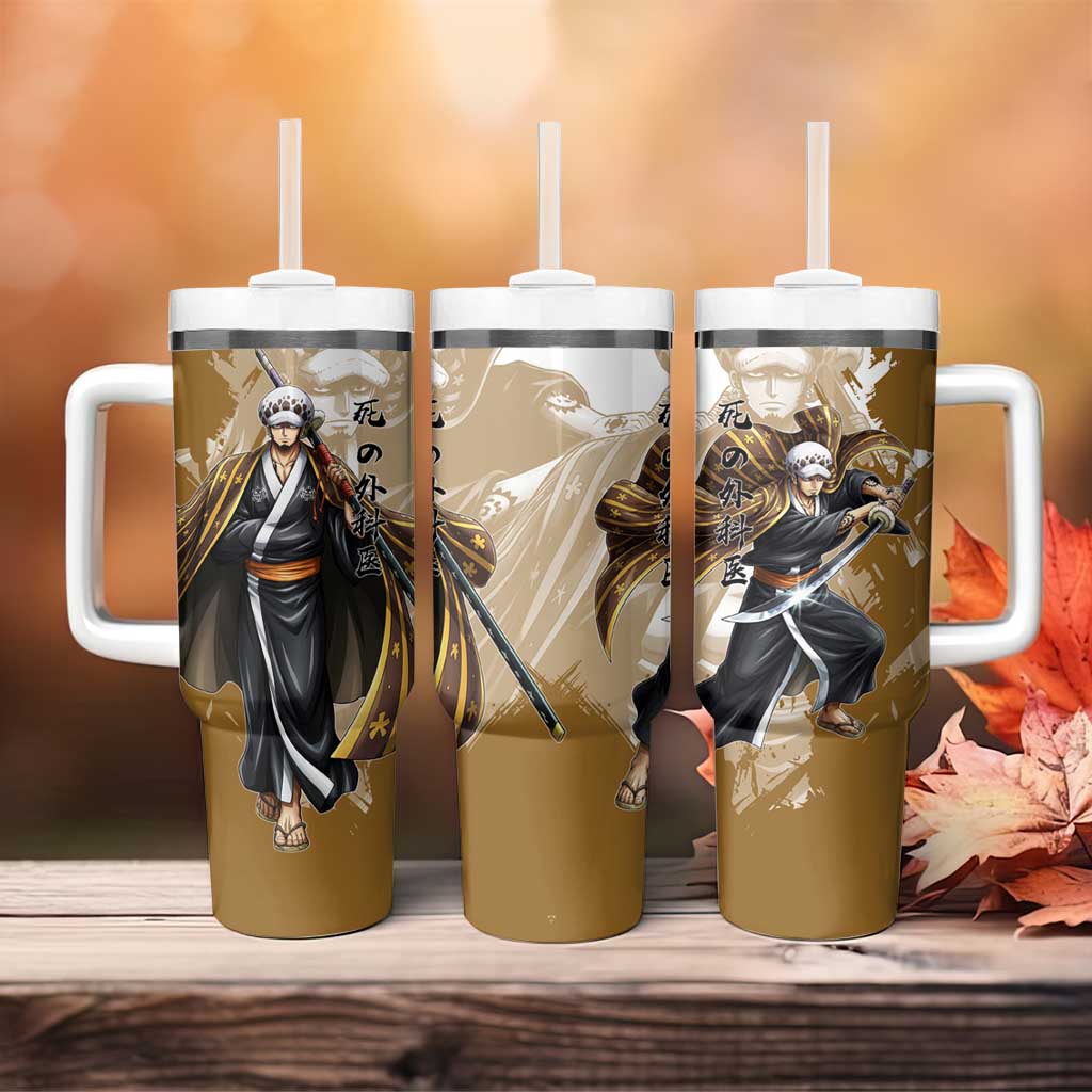 Wano Surgeon Trafalgar D. Law Tumbler With Handle Traditional Ink Splash Anime Style