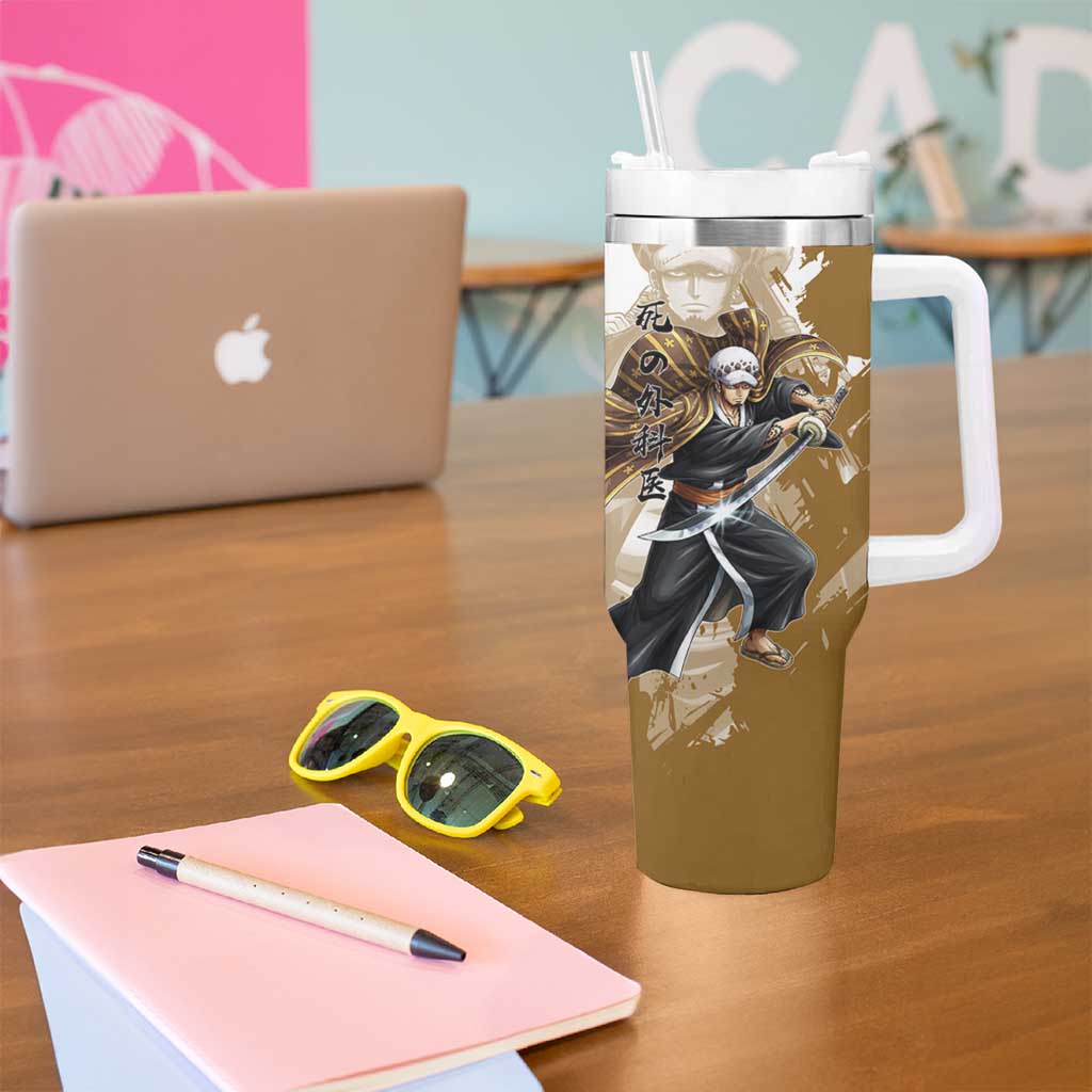 Wano Surgeon Trafalgar D. Law Tumbler With Handle Traditional Ink Splash Anime Style