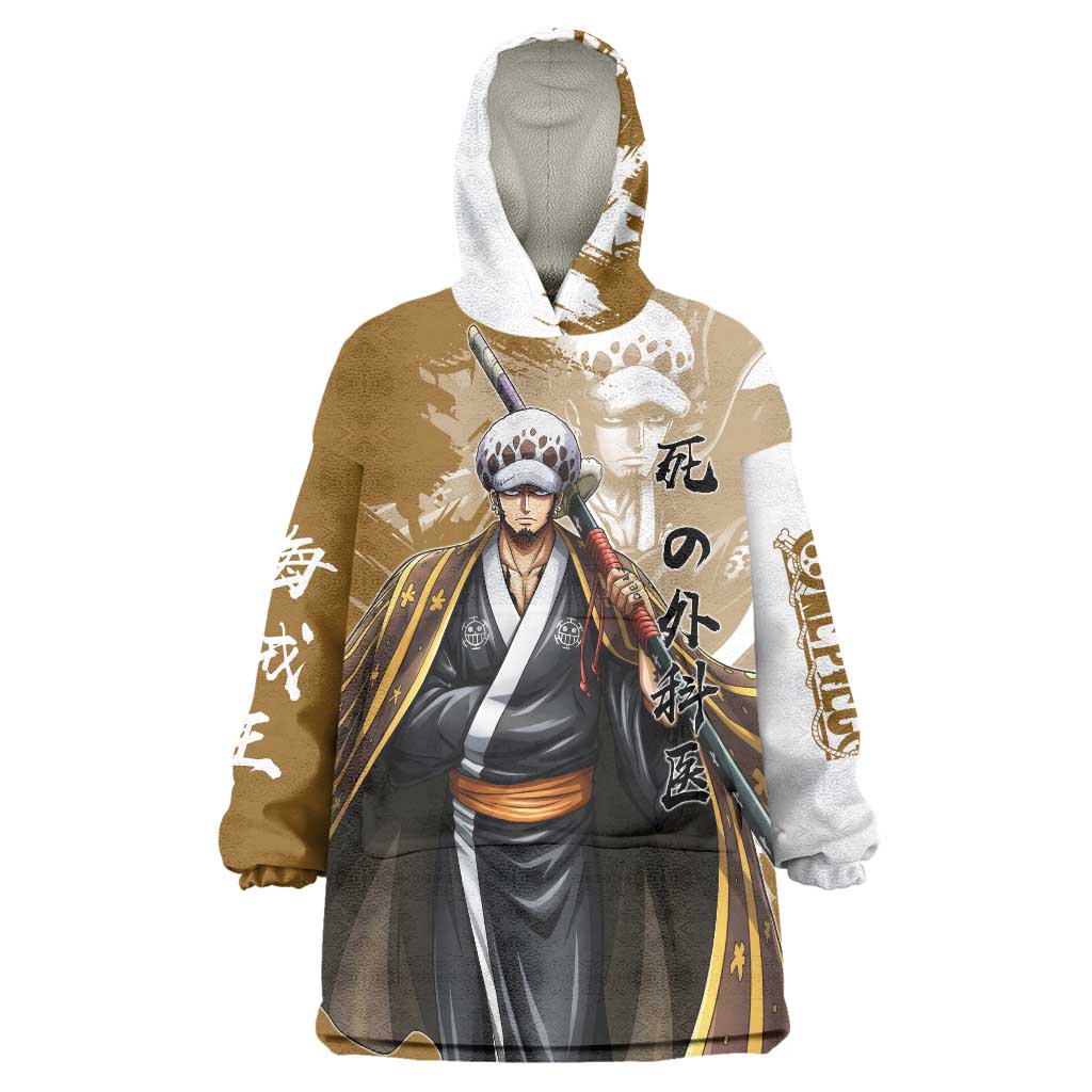 Wano Surgeon Trafalgar D. Law Wearable Blanket Hoodie Traditional Ink Splash Anime Style