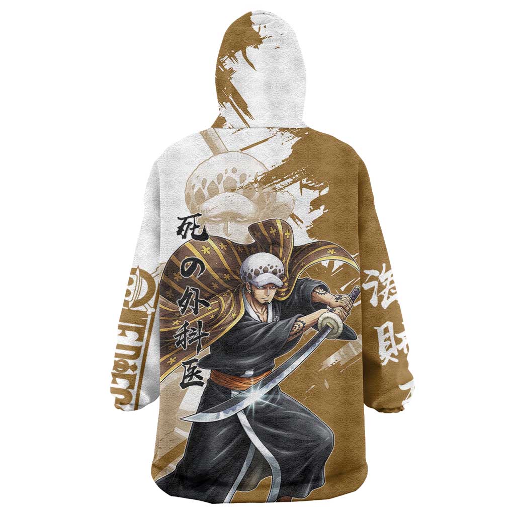 Wano Surgeon Trafalgar D. Law Wearable Blanket Hoodie Traditional Ink Splash Anime Style