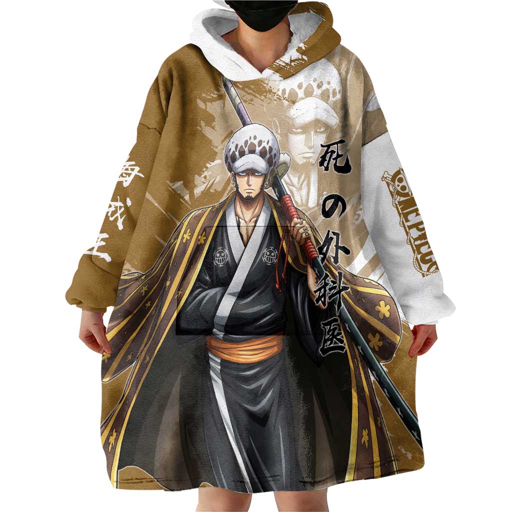 Wano Surgeon Trafalgar D. Law Wearable Blanket Hoodie Traditional Ink Splash Anime Style
