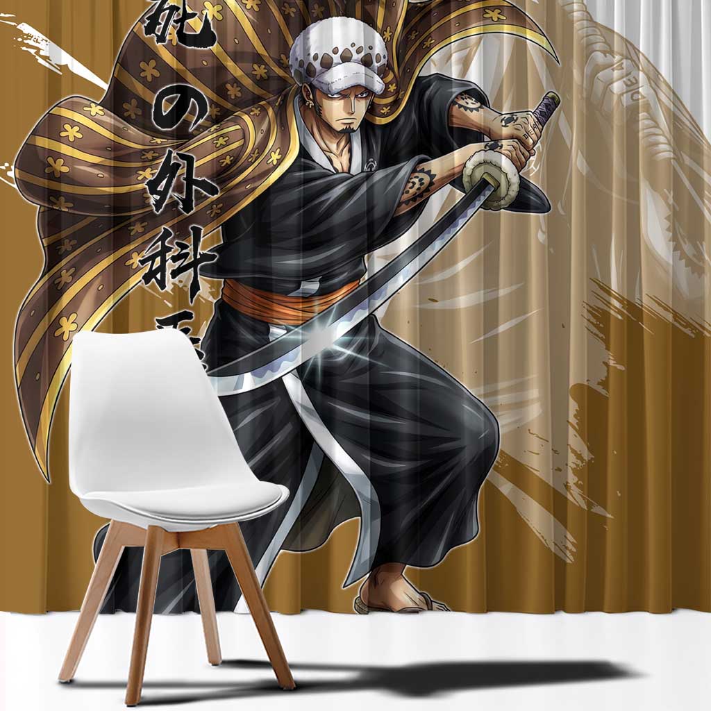 Wano Surgeon Trafalgar D. Law Window Curtain Traditional Ink Splash Anime Style