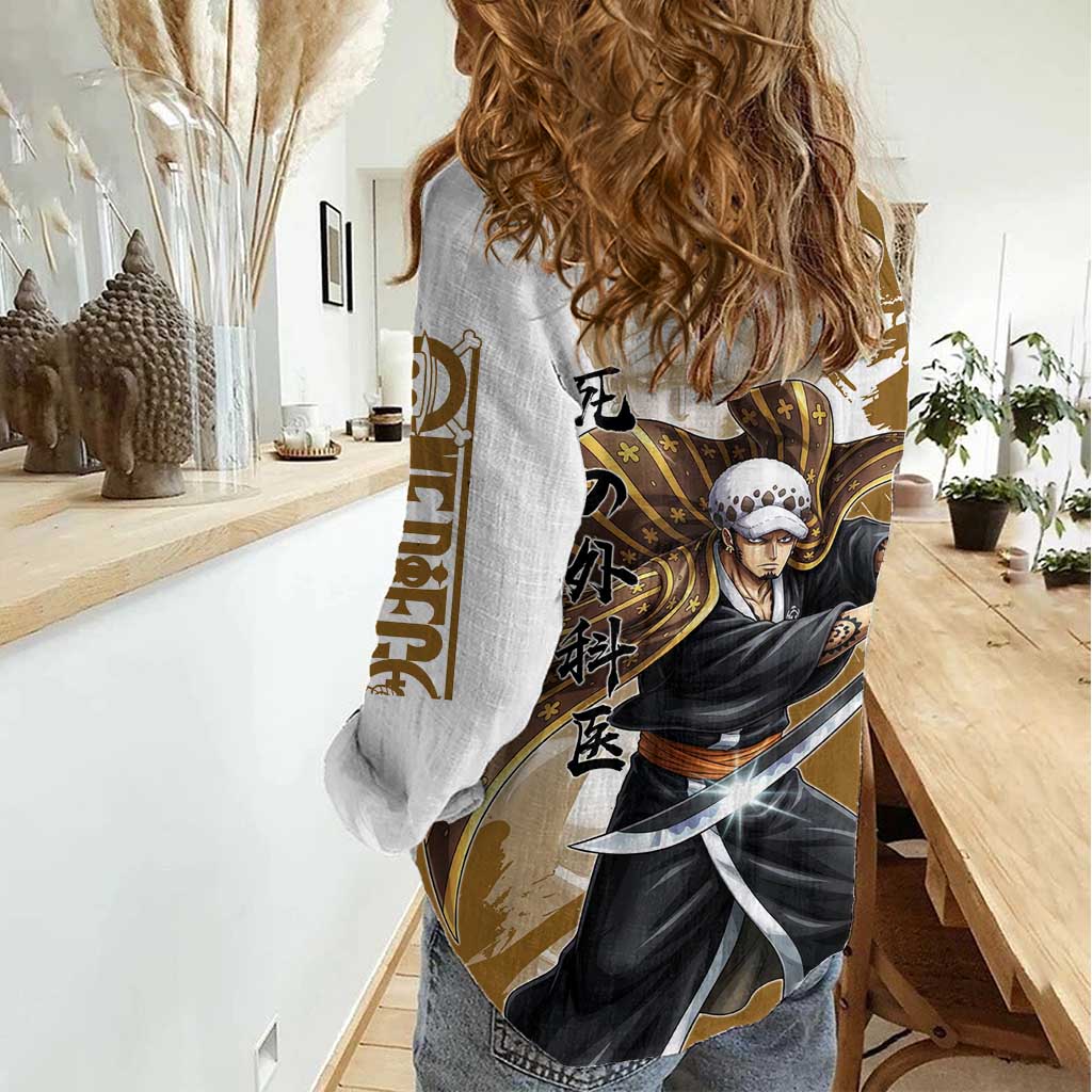 Wano Surgeon Trafalgar D. Law Women Casual Shirt Traditional Ink Splash Anime Style
