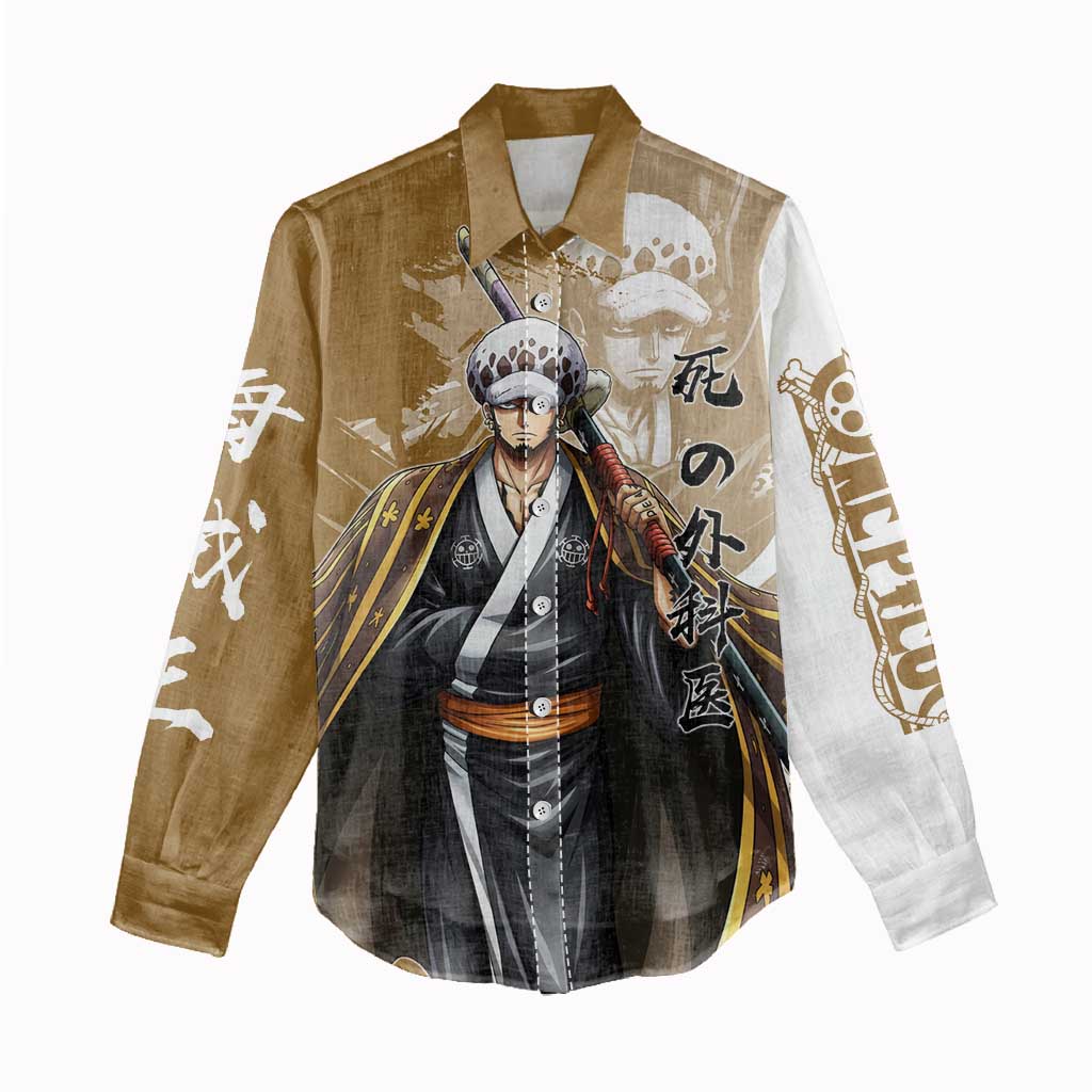 Wano Surgeon Trafalgar D. Law Women Casual Shirt Traditional Ink Splash Anime Style