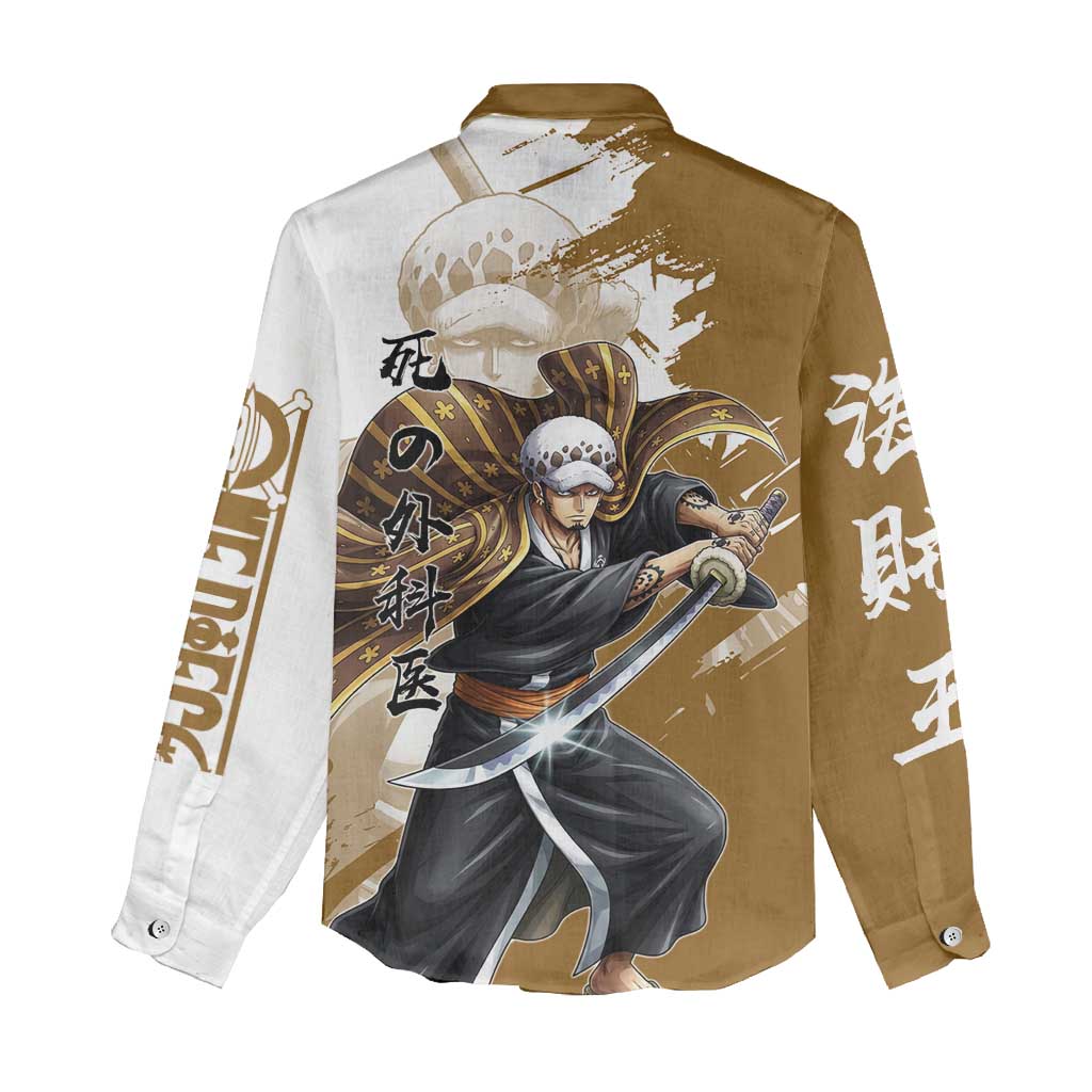 Wano Surgeon Trafalgar D. Law Women Casual Shirt Traditional Ink Splash Anime Style