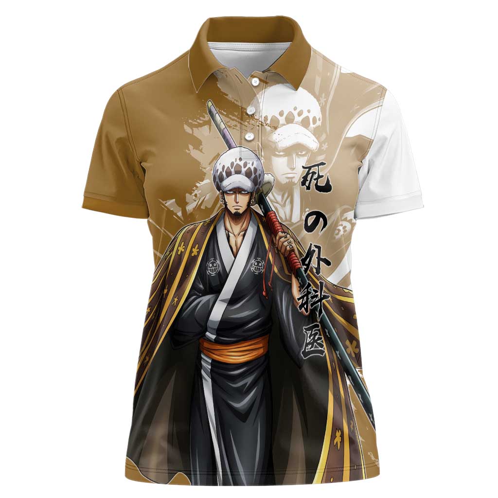 Wano Surgeon Trafalgar D. Law Women Polo Shirt Traditional Ink Splash Anime Style
