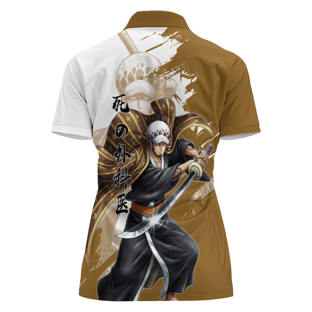 Wano Surgeon Trafalgar D. Law Women Polo Shirt Traditional Ink Splash Anime Style