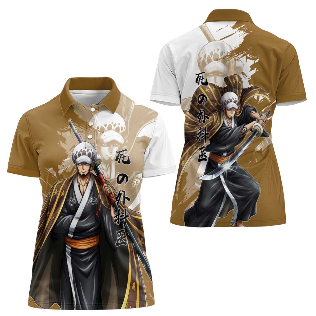 Wano Surgeon Trafalgar D. Law Women Polo Shirt Traditional Ink Splash Anime Style