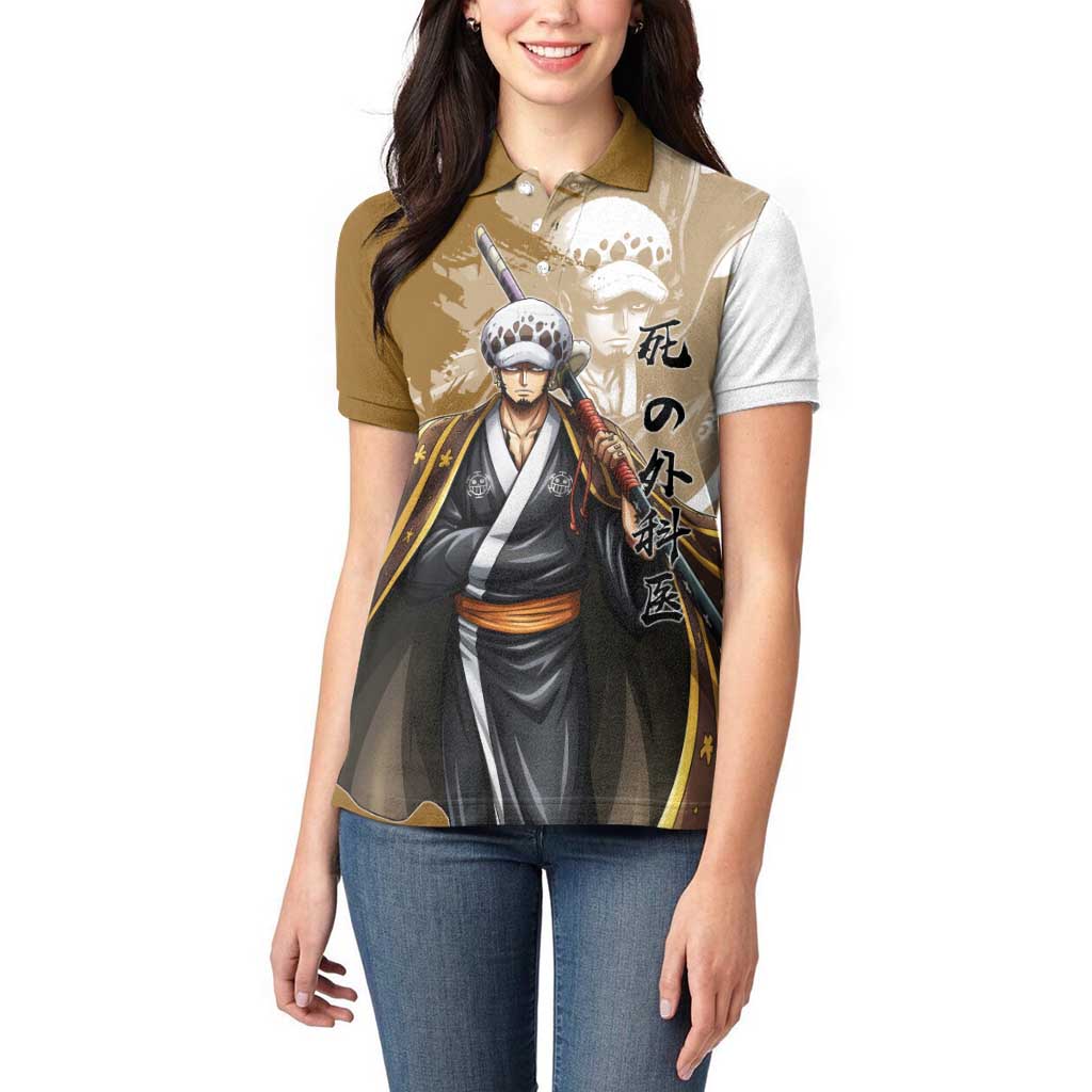 Wano Surgeon Trafalgar D. Law Women Polo Shirt Traditional Ink Splash Anime Style