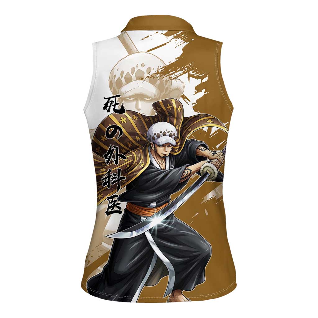 Wano Surgeon Trafalgar D. Law Women Sleeveless Polo Shirt Traditional Ink Splash Anime Style